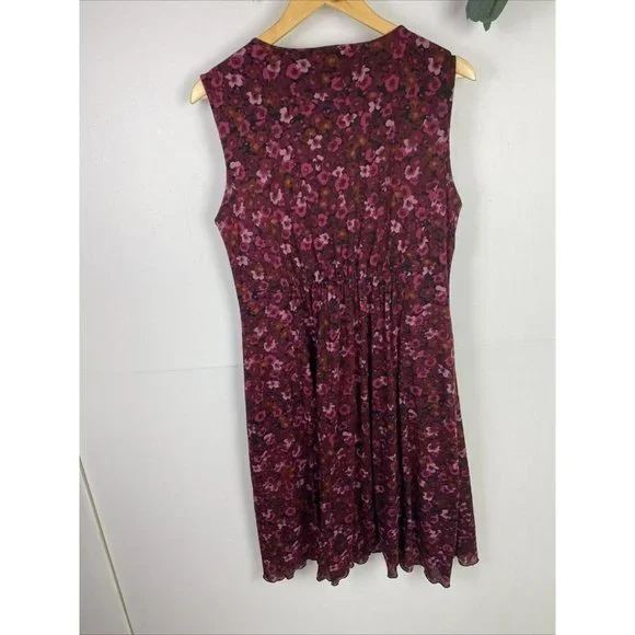 Jacqui E Size L Women's A-Line Dress Pink Purple Floral print - Picture 7 of 8